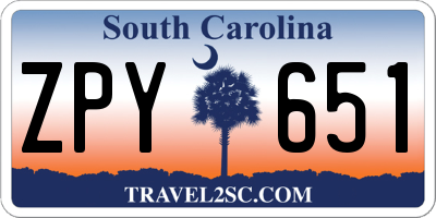 SC license plate ZPY651