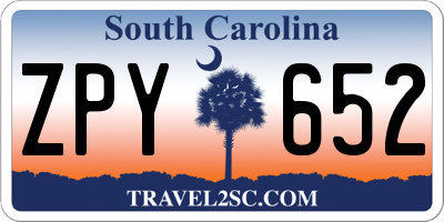 SC license plate ZPY652
