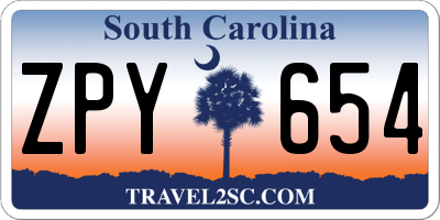 SC license plate ZPY654