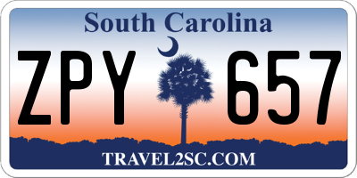 SC license plate ZPY657