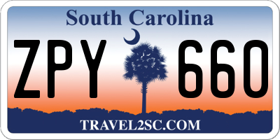 SC license plate ZPY660