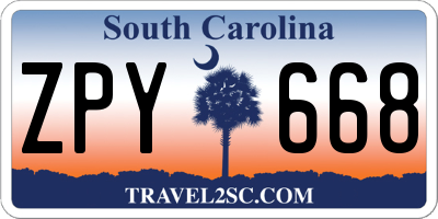 SC license plate ZPY668