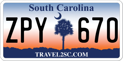 SC license plate ZPY670