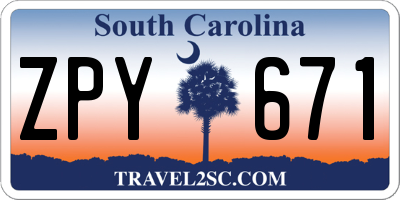 SC license plate ZPY671