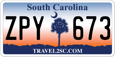 SC license plate ZPY673
