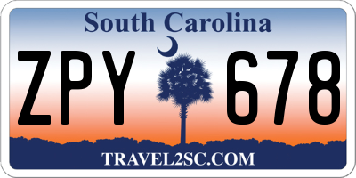 SC license plate ZPY678