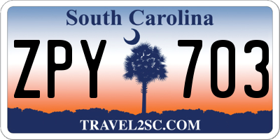 SC license plate ZPY703
