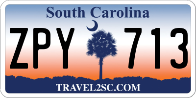 SC license plate ZPY713