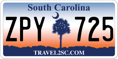 SC license plate ZPY725