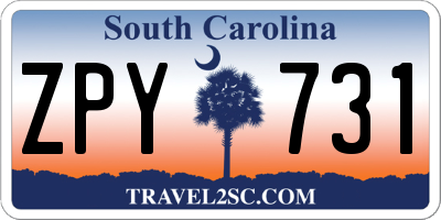 SC license plate ZPY731