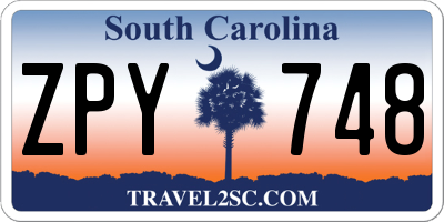 SC license plate ZPY748
