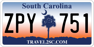 SC license plate ZPY751