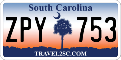 SC license plate ZPY753