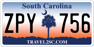 SC license plate ZPY756