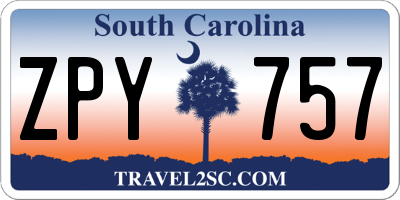 SC license plate ZPY757