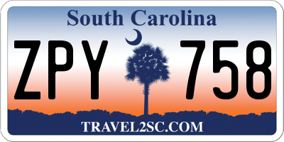 SC license plate ZPY758