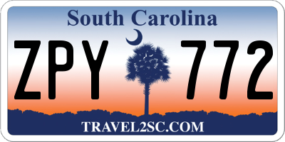 SC license plate ZPY772