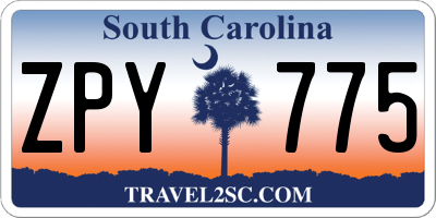 SC license plate ZPY775