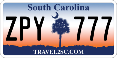 SC license plate ZPY777