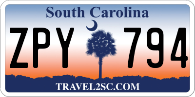 SC license plate ZPY794