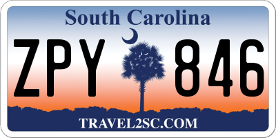 SC license plate ZPY846