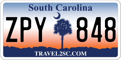 SC license plate ZPY848