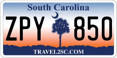 SC license plate ZPY850