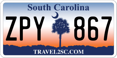 SC license plate ZPY867