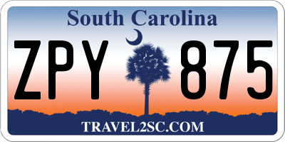 SC license plate ZPY875