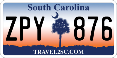 SC license plate ZPY876