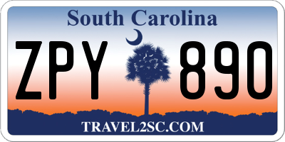 SC license plate ZPY890