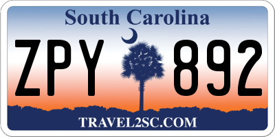SC license plate ZPY892