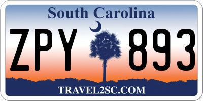 SC license plate ZPY893
