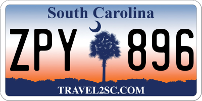 SC license plate ZPY896