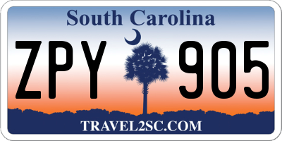 SC license plate ZPY905