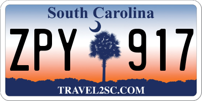 SC license plate ZPY917
