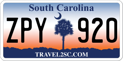 SC license plate ZPY920