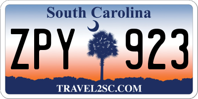 SC license plate ZPY923