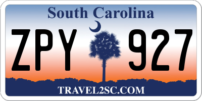SC license plate ZPY927