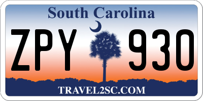 SC license plate ZPY930