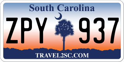 SC license plate ZPY937