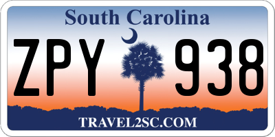 SC license plate ZPY938