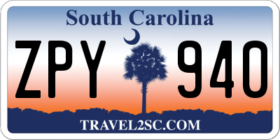 SC license plate ZPY940
