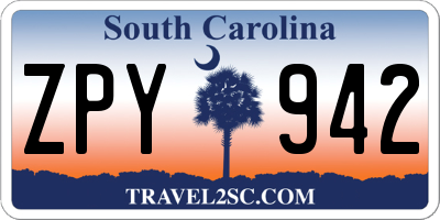 SC license plate ZPY942