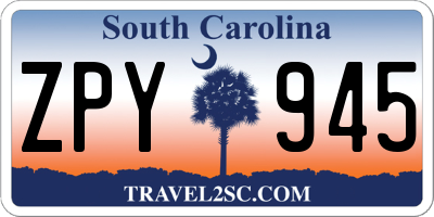 SC license plate ZPY945