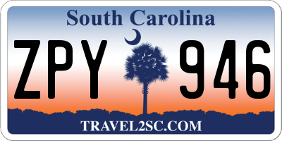SC license plate ZPY946