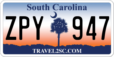 SC license plate ZPY947