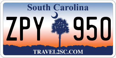 SC license plate ZPY950