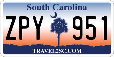 SC license plate ZPY951