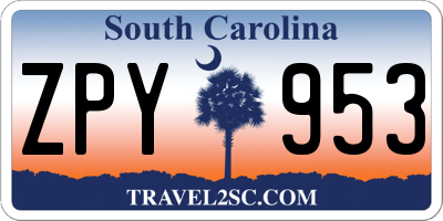 SC license plate ZPY953